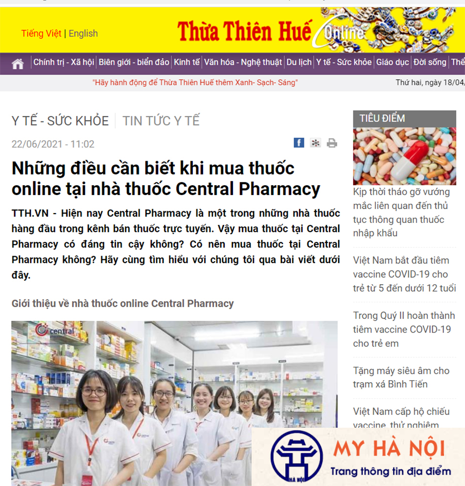 Báo Công Lý: Mua thuốc tại nhà thuốc online Central Pharmacy có tốt không? Review từ người dùng
