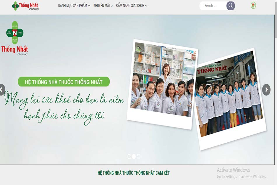 Hình ảnh website của nhà thuốc.